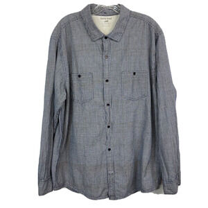 Horny Toad Shirt Mens Sz XL Navy Blue White Gingham Organic Cotton‎ Button Up